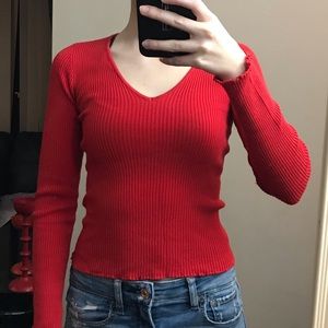Red knit top